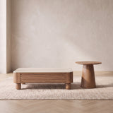 Ensemble table basse, table d'appoint et meuble TV noyer, plateau gravé