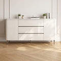 Buffet laqué blanc, plateau pierre naturelle, 2 portes 3 tiroirs, 140 ou 160 cm