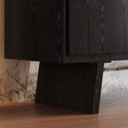 Buffet noir avec vitrine centrale éclairée, frêne, 120 ou 150 cm
