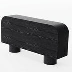 Buffet arrondi cannelé noir mat, pieds cylindriques, 140 ou 160 cm