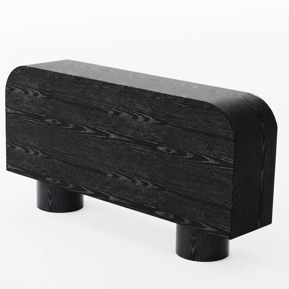 Buffet arrondi cannelé noir mat, pieds cylindriques, 140 ou 160 cm