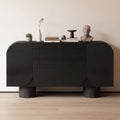 Buffet arrondi cannelé noir mat, pieds cylindriques, 140 ou 160 cm
