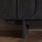 Buffet noir 8 portes motif arche, poignées laiton, 120 ou 150 cm
