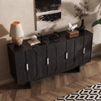 Buffet noir 8 portes motif arche, poignées laiton, 120 ou 150 cm