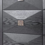 Buffet noir à facettes 6 tiroirs, poignées dorées, 140 ou 160 cm