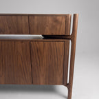 Buffet en noyer massif à structure apparente 3 portes, 120 à 160 cm