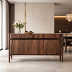 Buffet en noyer massif à structure apparente 3 portes, 120 à 160 cm