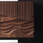 Buffet en noyer sculpté motif dunes 3 portes, 120 ou 150 cm
