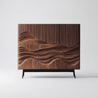 Buffet en noyer sculpté motif dunes 3 portes, 120 ou 150 cm