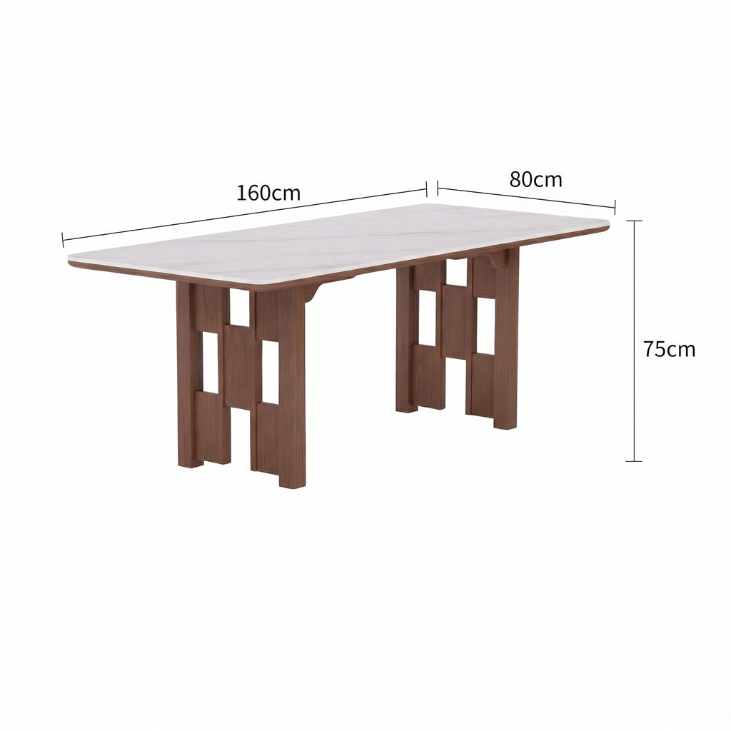 Table à manger, cadre bois massif et plateau pierre frittée - Maison Delore