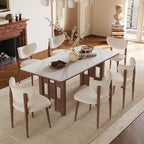 Table à manger, cadre bois massif et plateau pierre frittée - Maison Delore