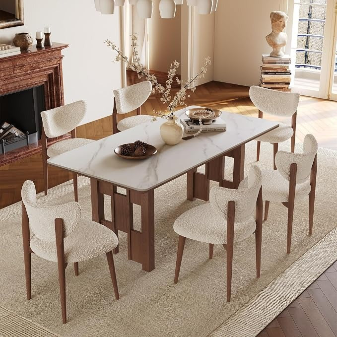 Table à manger, cadre bois massif et plateau pierre frittée - Maison Delore