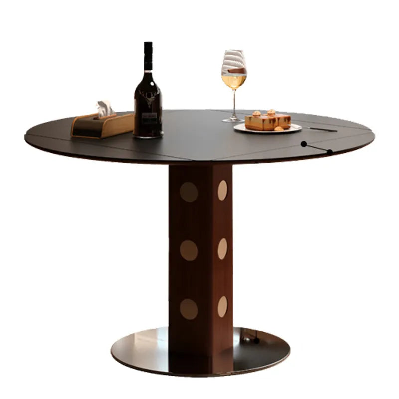 Table à manger ronde, pierre frittée et bois massif - Maison Delore