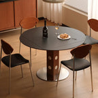 Table à manger ronde, pierre frittée et bois massif - Maison Delore