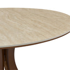 Table à manger ronde, pierre frittée et bois massif - Maison Delore