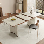 Table à manger extensible, pierre frittée et bois massif - Maison Delore