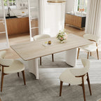 Table à manger extensible, pierre frittée et bois massif - Maison Delore