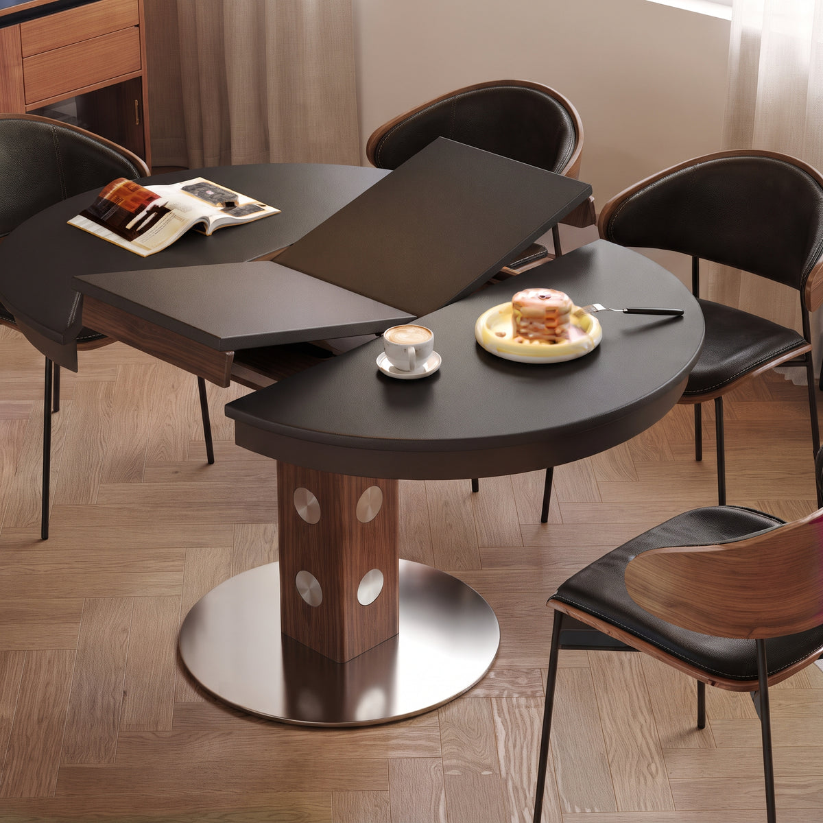Table à manger extensible, pierre frittée et bois massif - Maison Delore