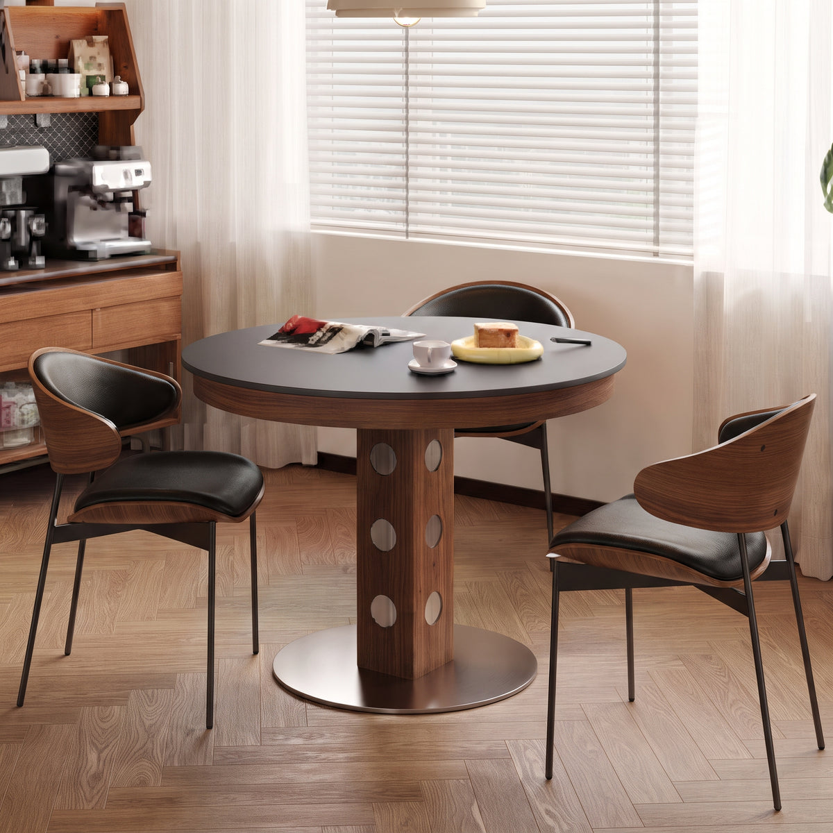 Table à manger extensible, pierre frittée et bois massif - Maison Delore