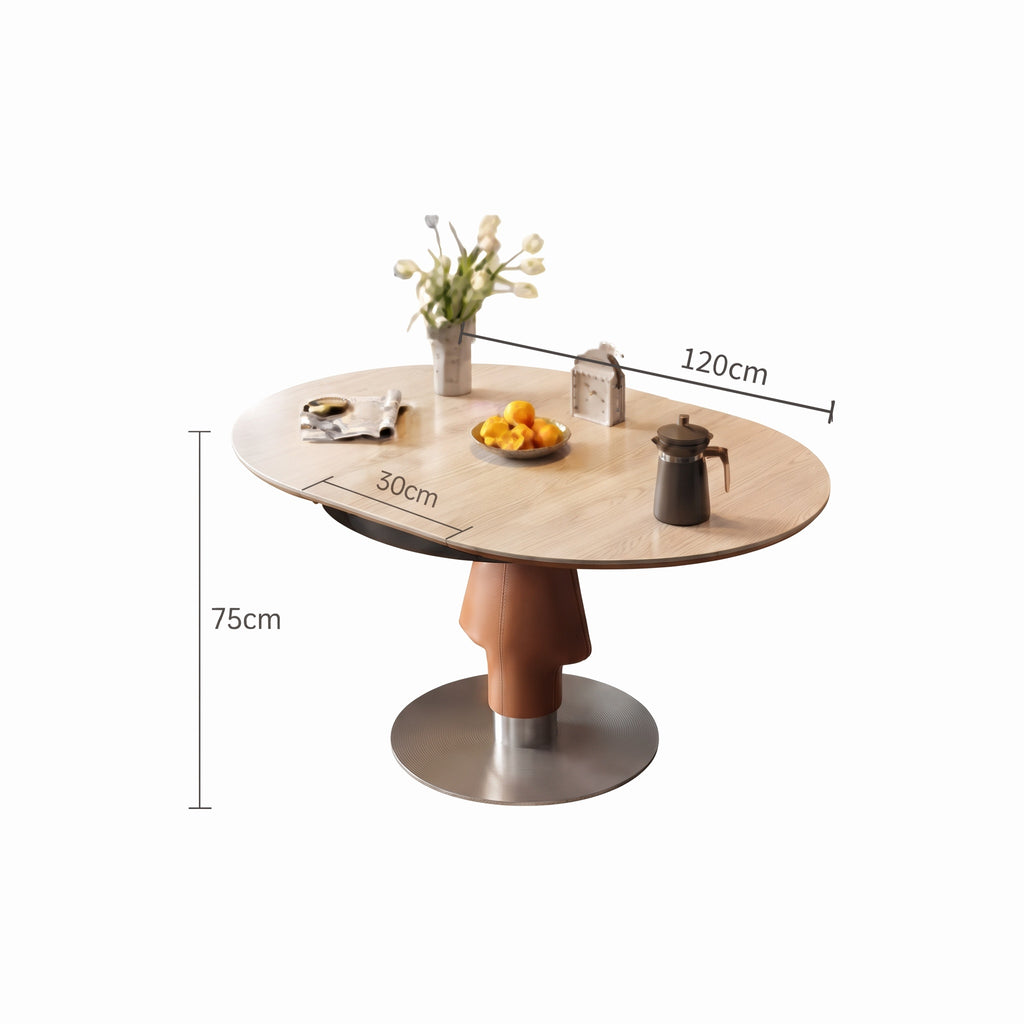 Table à manger extensible, plateau pierre frittée et chant bois massif - Maison Delore