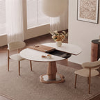 Table extensible pierre frittée 10 mm et bois massif, 90 à 140 cm