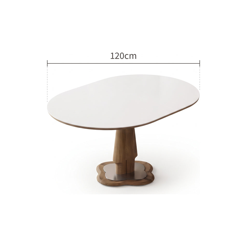 Table extensible pierre frittée 10 mm et bois massif, 90 à 140 cm