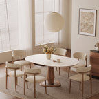 Table extensible pierre frittée 10 mm et bois massif, 90 à 140 cm