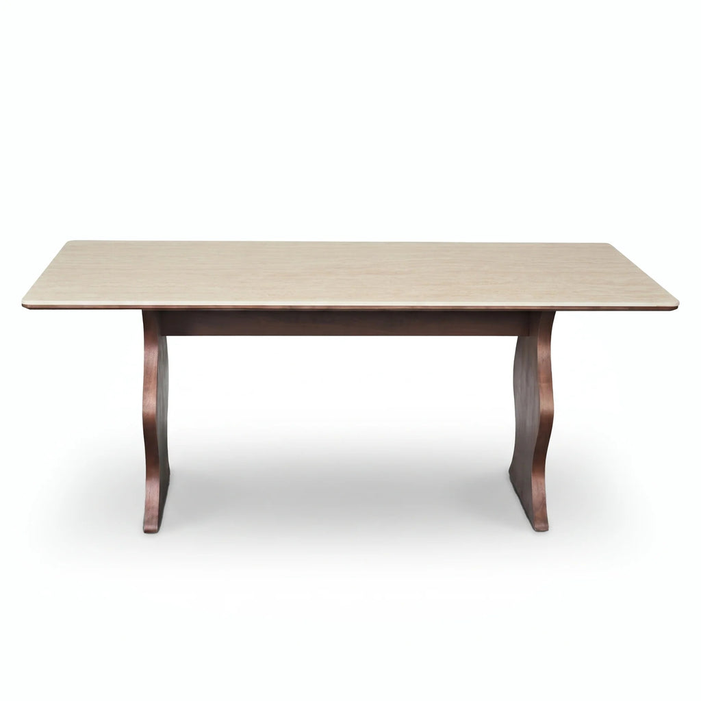 Table à manger, bois massif et pierre frittée - Maison Delore