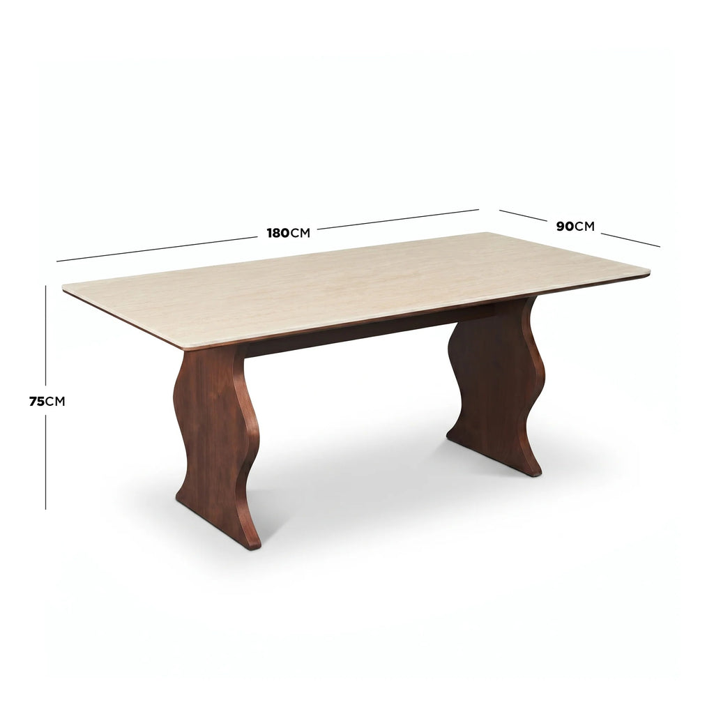 Table à manger, bois massif et pierre frittée - Maison Delore