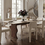 Table à manger, bois massif et pierre frittée - Maison Delore