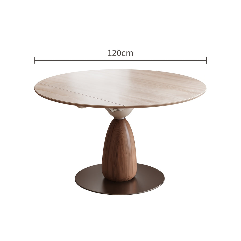 Table à manger ronde, pierre frittée et bois massif - Maison Delore