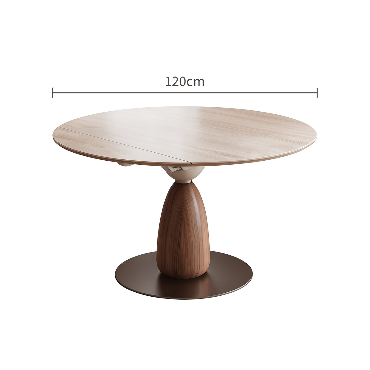 Table à manger ronde, pierre frittée et bois massif - Maison Delore