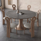 Table à manger ronde, pierre frittée et bois massif - grand format - Maison Delore