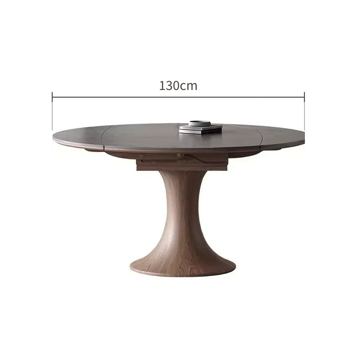 Table à manger ronde, pierre frittée et bois massif - grand format - Maison Delore