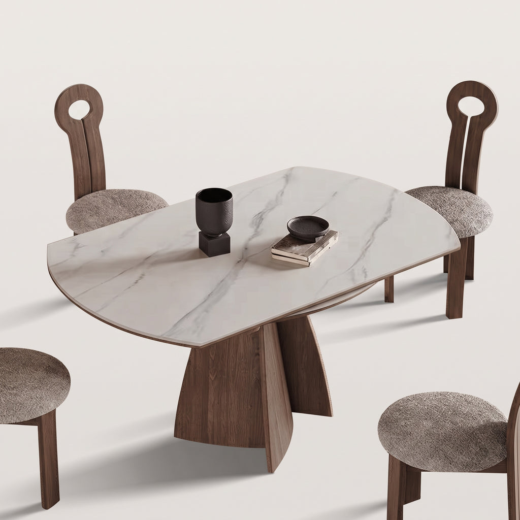 Table à manger ronde multifonction, bois massif - Maison Delore