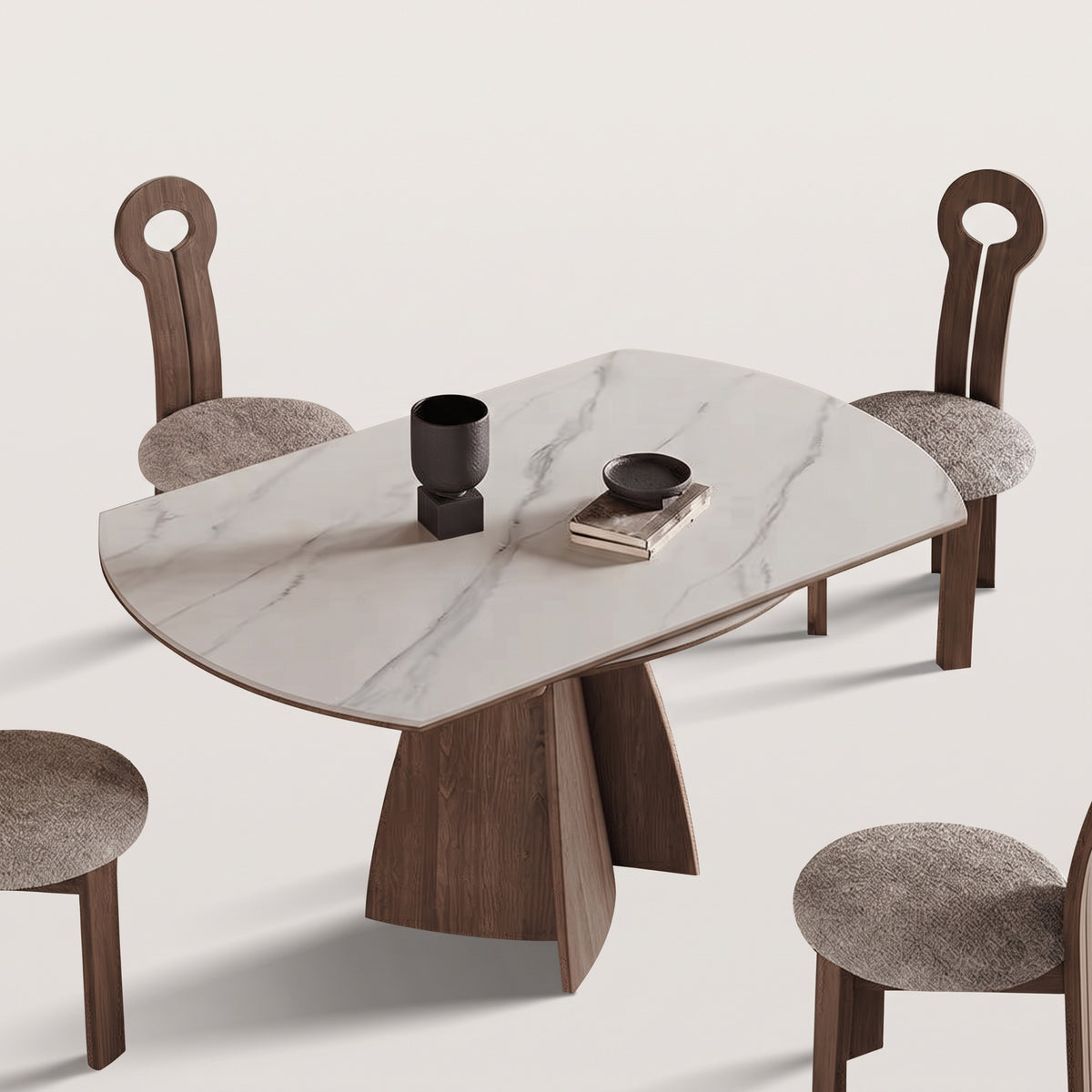 Table à manger ronde multifonction, bois massif - Maison Delore