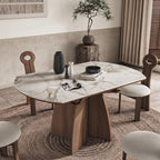 Table à manger ronde multifonction, bois massif - Maison Delore