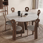 Table à manger ronde multifonction, bois massif - Maison Delore