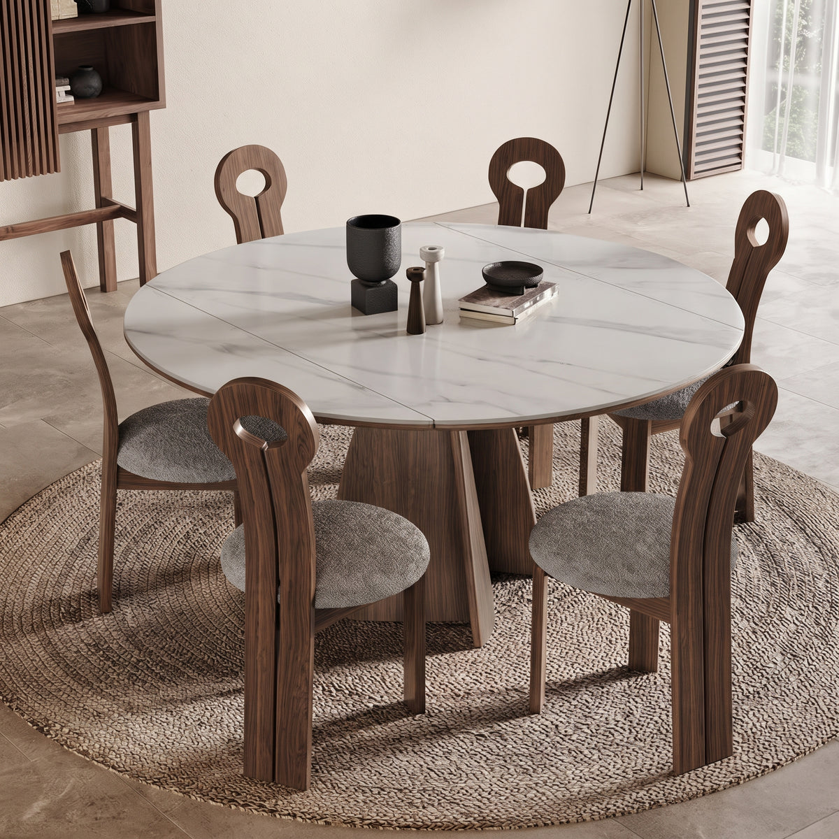 Table à manger ronde multifonction, bois massif - Maison Delore