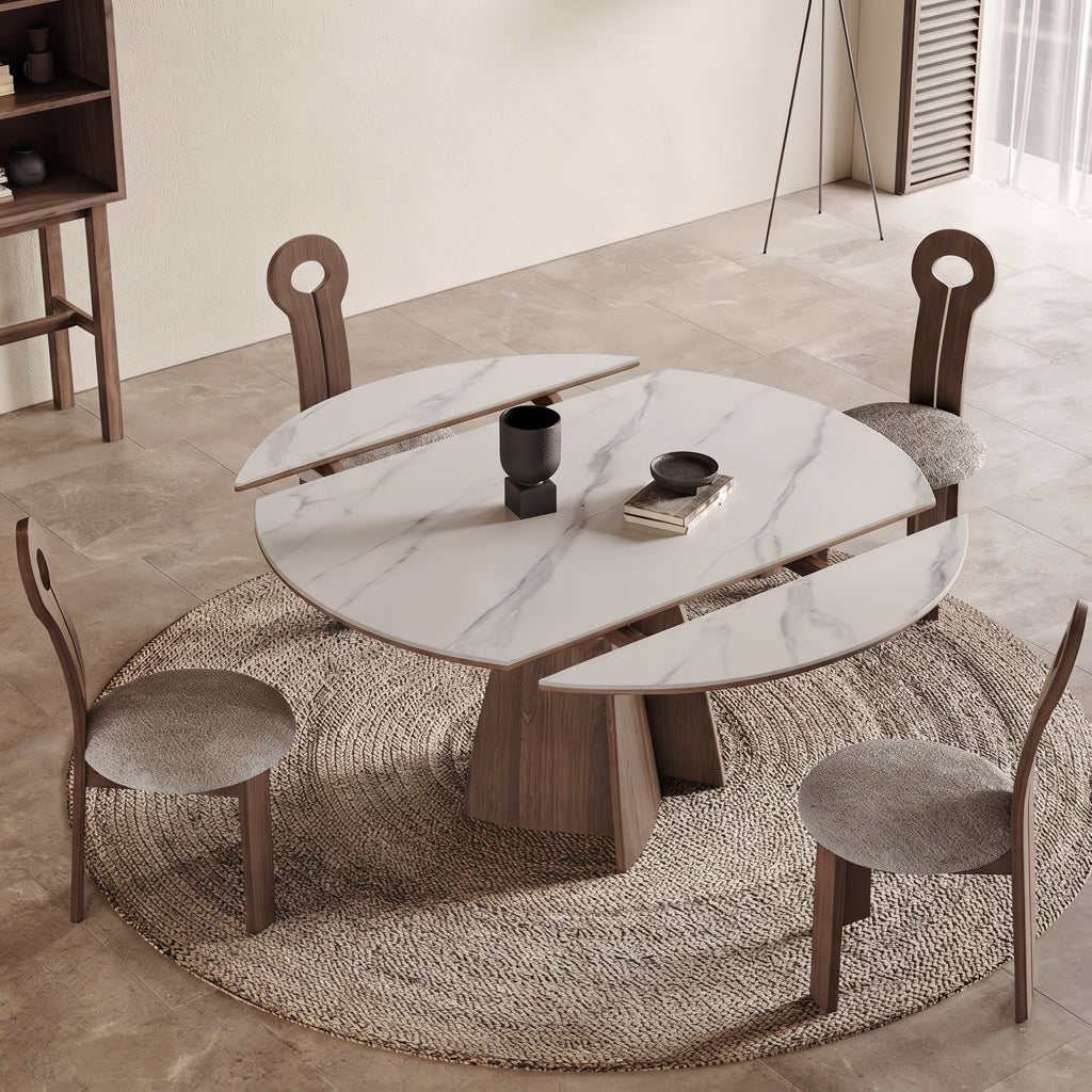 Table à manger ronde multifonction, bois massif - Maison Delore