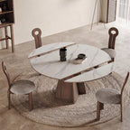 Table à manger ronde multifonction, bois massif - Maison Delore