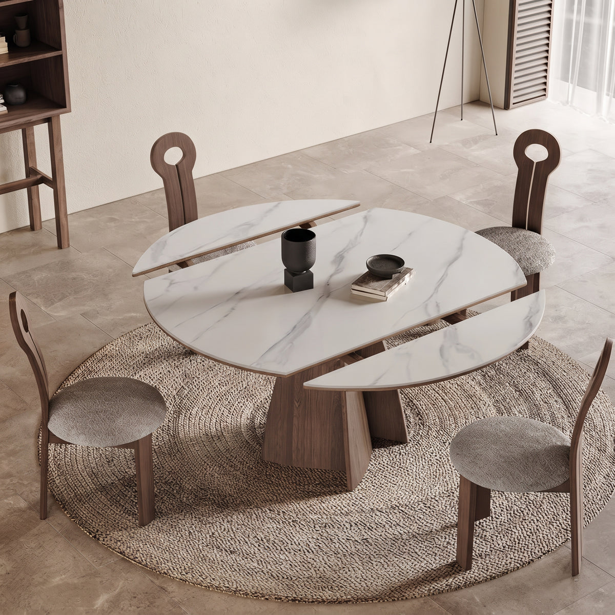 Table à manger ronde multifonction, bois massif - Maison Delore