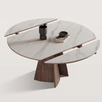 Table à manger ronde multifonction, bois massif - Maison Delore
