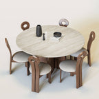 Table à manger ronde multifonction, bois massif - Maison Delore