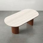 Table à manger, structure bois massif et plateau pierre frittée - Maison Delore
