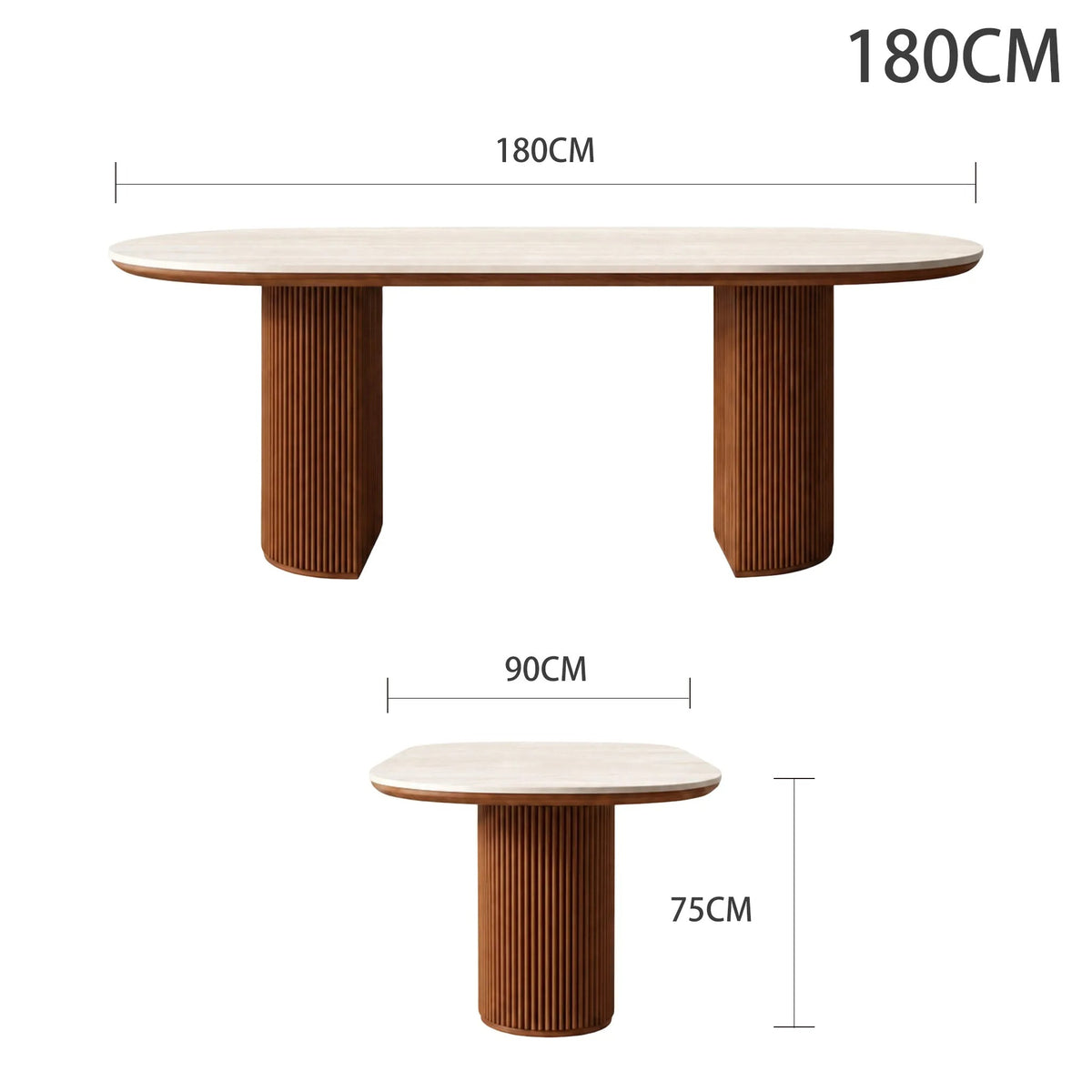 Table à manger, structure bois massif et plateau pierre frittée - Maison Delore