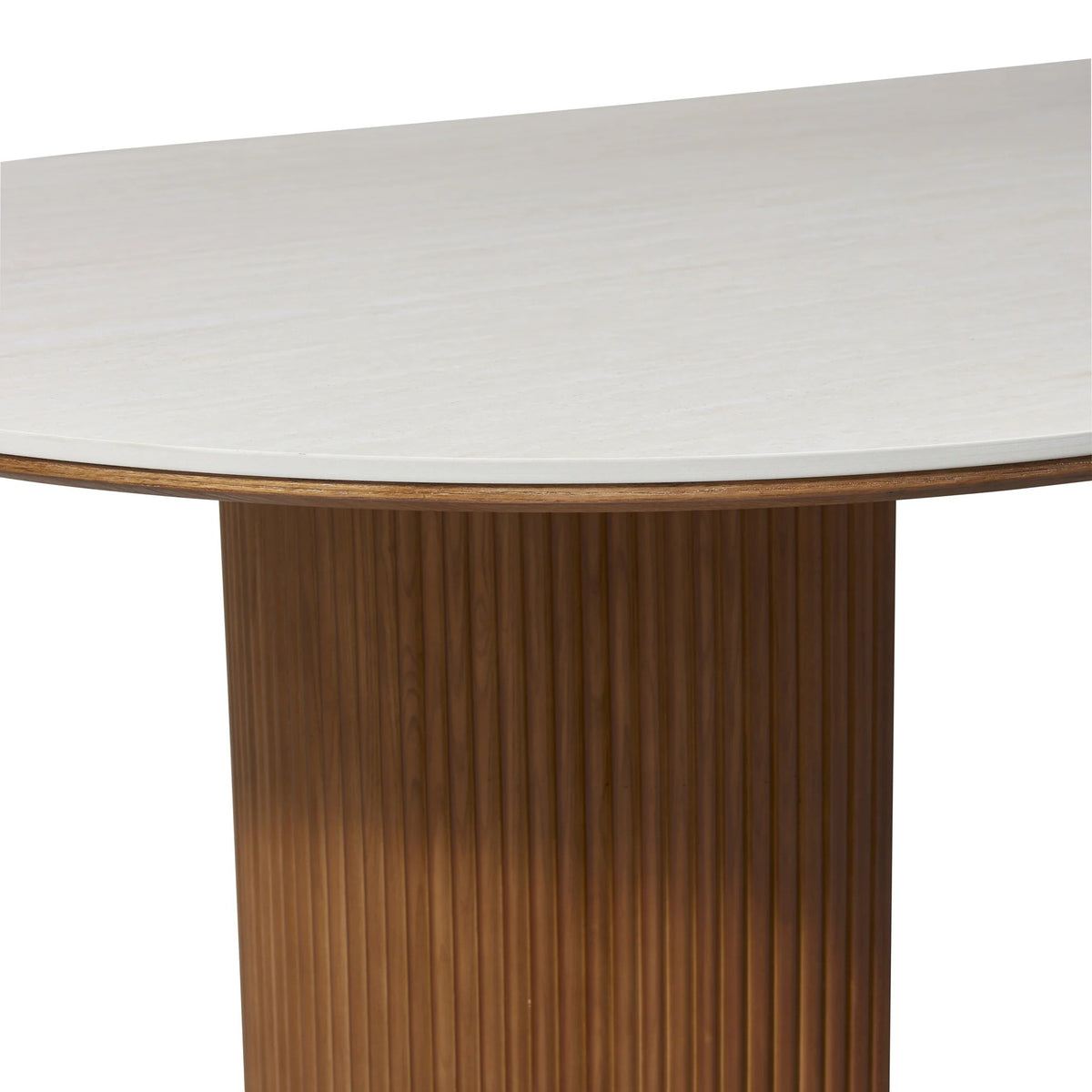 Table à manger, structure bois massif et plateau pierre frittée - Maison Delore