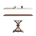 Table à manger compacte, bois massif et pierre frittée - Maison Delore