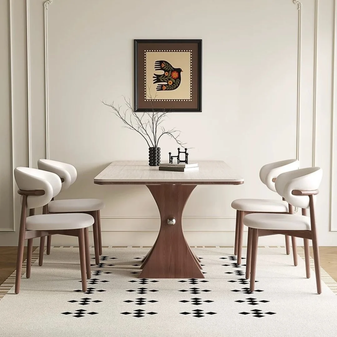 Table à manger compacte, bois massif et pierre frittée - Maison Delore