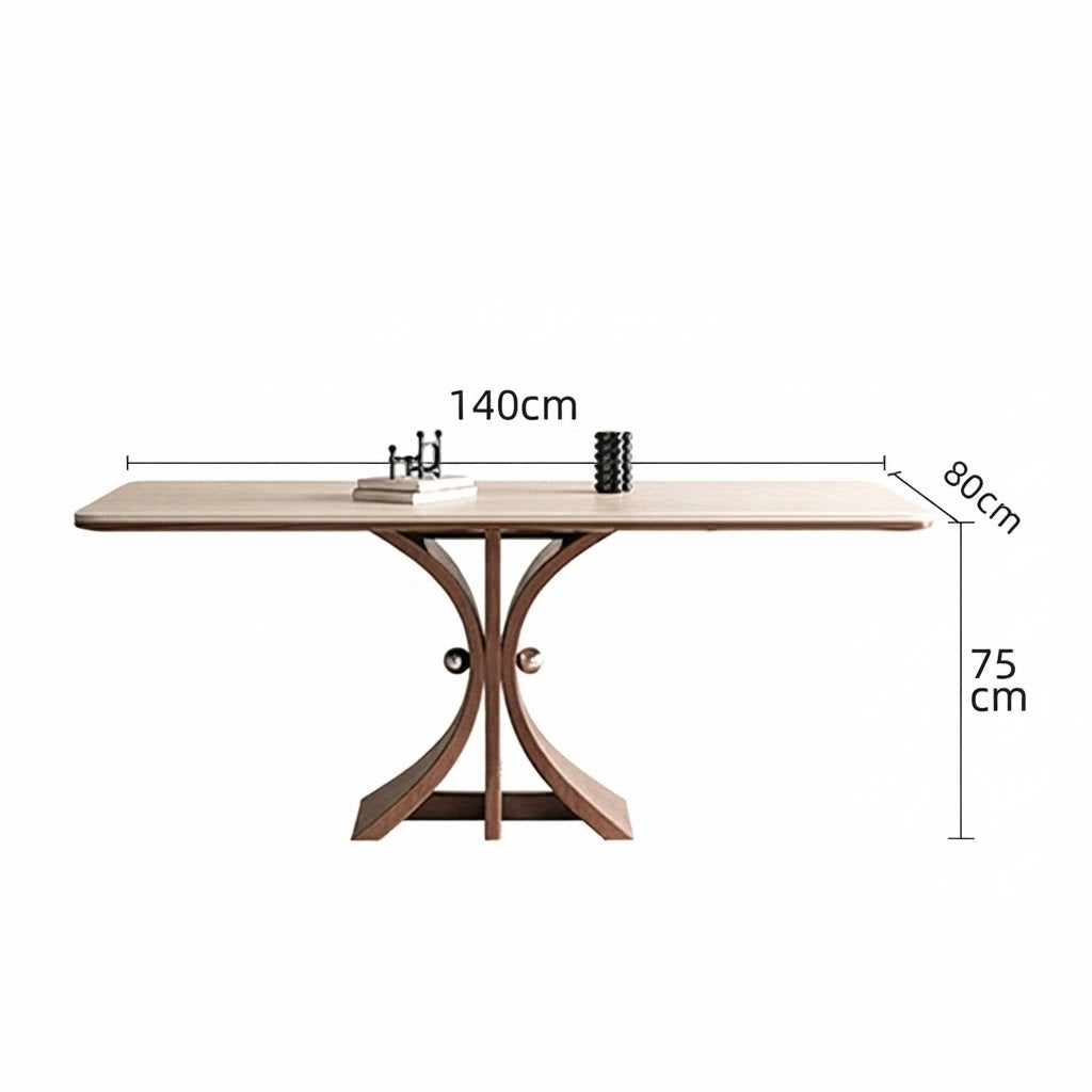 Table à manger compacte, bois massif et pierre frittée - Maison Delore